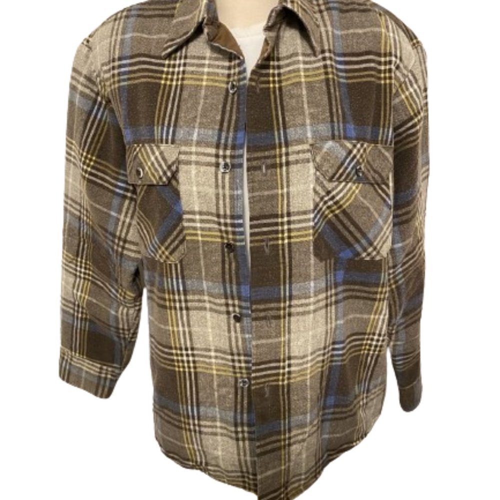Vintage Oakland Outdoors Flannel Button Down Unisex Shacket Plaid XL